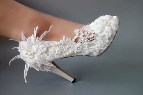Lace &amp; Pearls Bridal Shoes