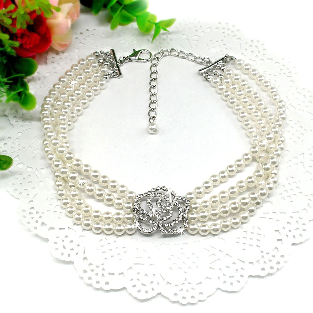 Pearls & Rose Collar For Dog or Cat