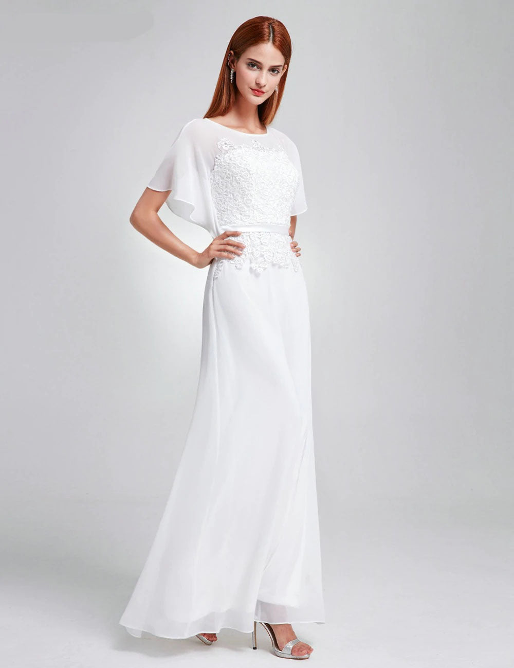 The Bernice :: Vintage Style Lace Overlay Soft Chiffon A-Line Wedding Dress