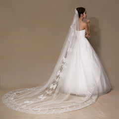 The Chelsea –Crystals and Bows Luxury Cathedral Length Bridal Veil