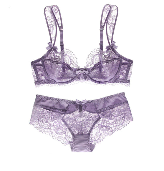 The Chianna :: Bows & Lace Wide Strap Bra Panties Set :: Boudoir