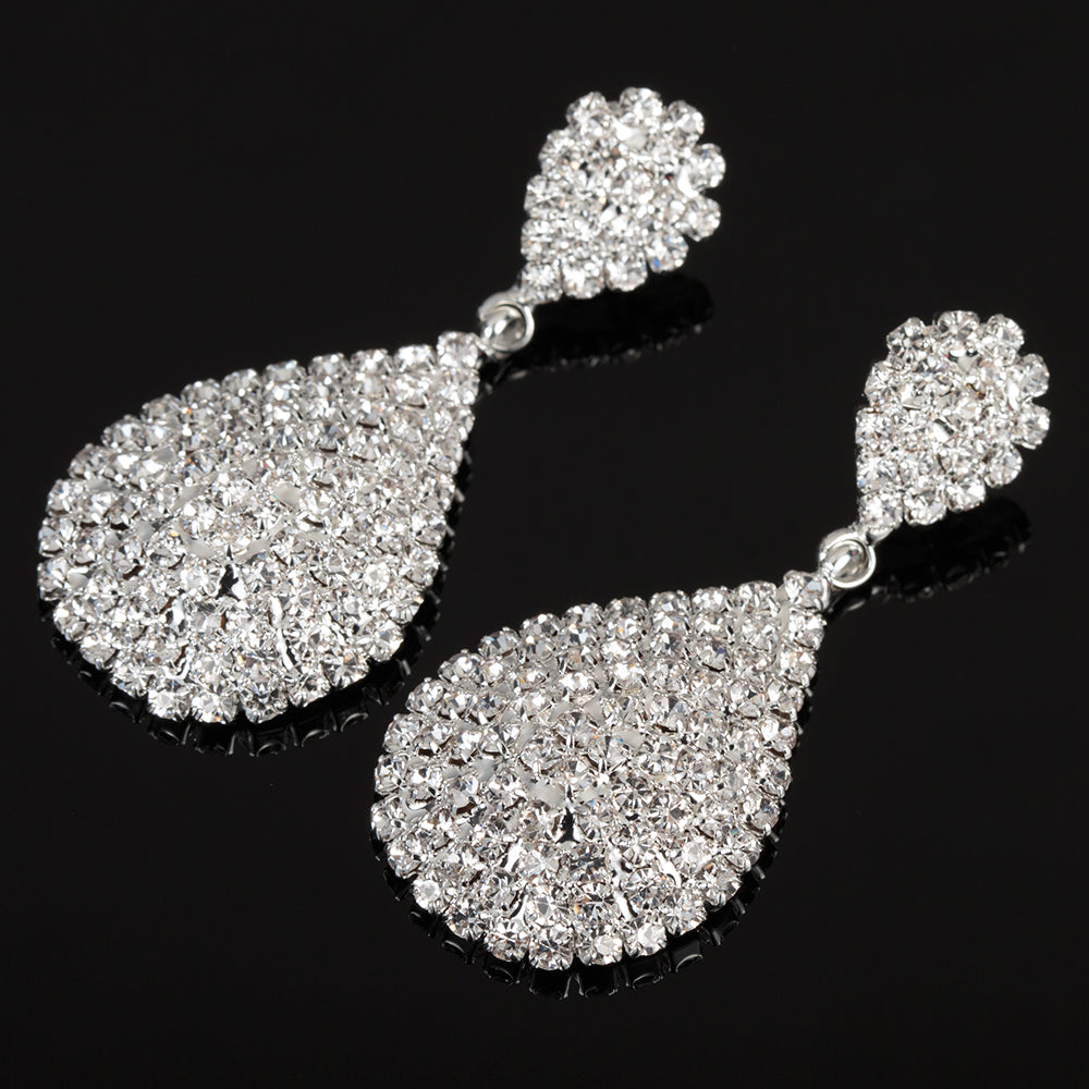 Double Drop Mini Crystal Covered Bridal Earrings :: Available in 2 Colors