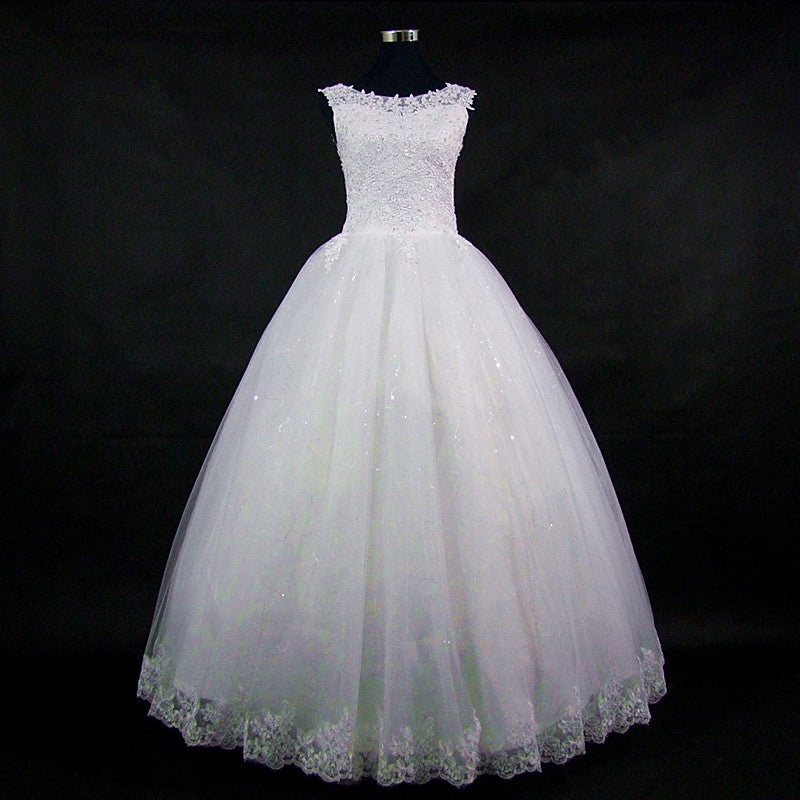 The Edie Sleeveless Crystal & Lace  Ball Gown Style Wedding Dress