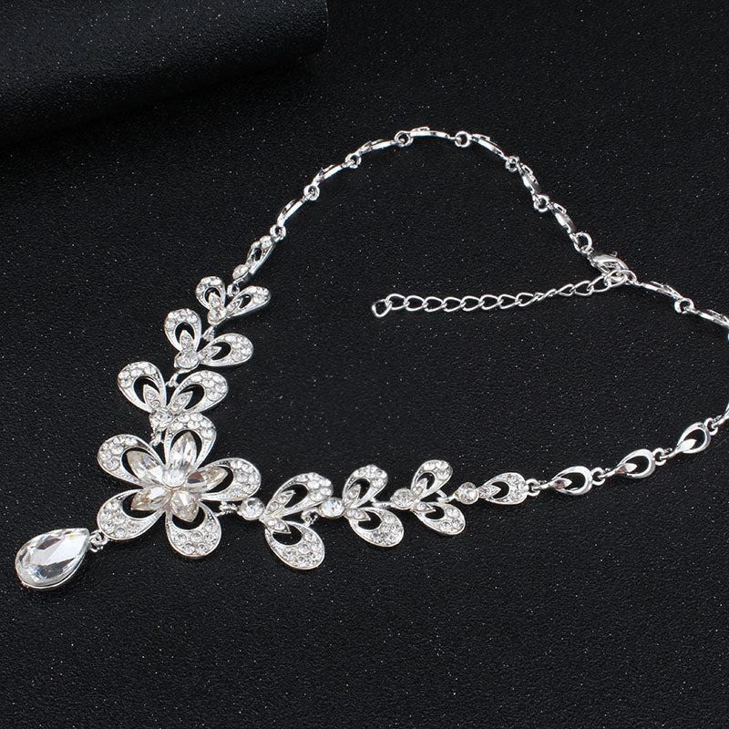 Sunflowers & Diamonds CZ Necklace & Earring Set