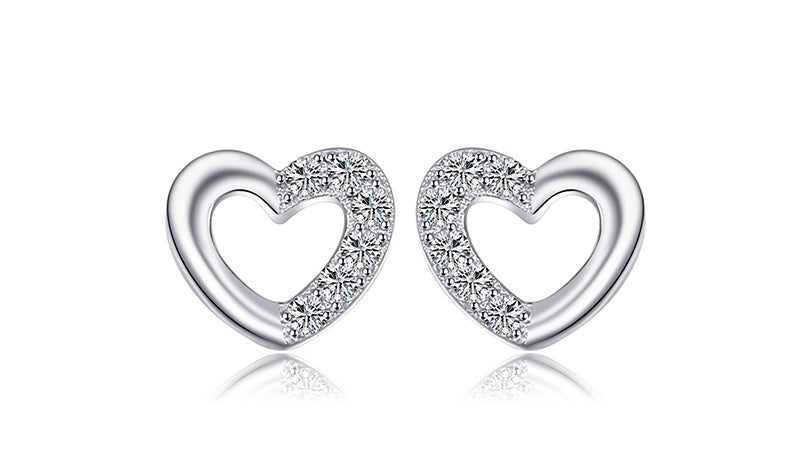 Luxury Heart Love Sterling Silver Bridal Earrings