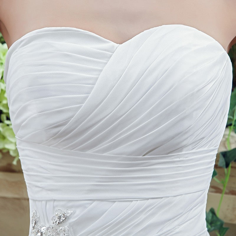 The Nina - Boho Sleeveless Cross Ruched High Slit Chiffon Wedding Dress