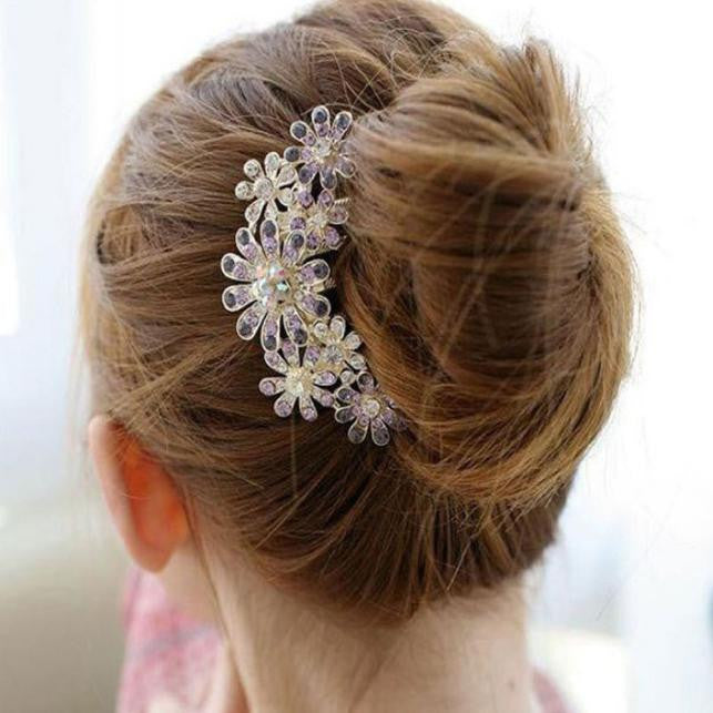 Crystal Flower Petal Bridal hair Comb - Available in 2 Colors