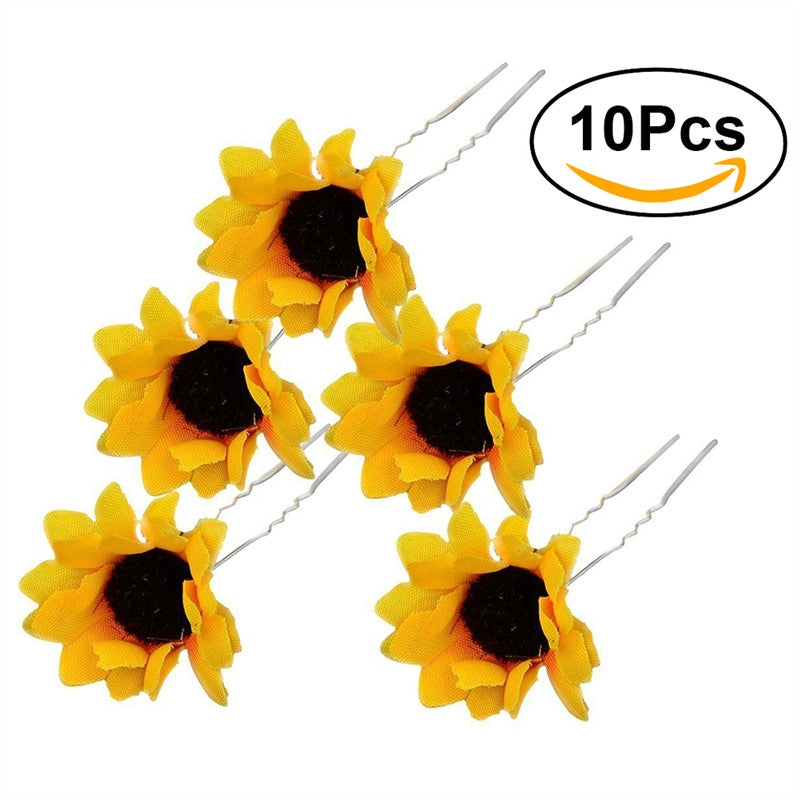 Boho Daisy Sunflower Hair Pins - 10 pcs.