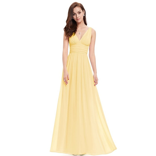 Double Deep  V Long Ruffle Skirt  Bridesmaid Dresses for 2018 - Available in 7 Colors!