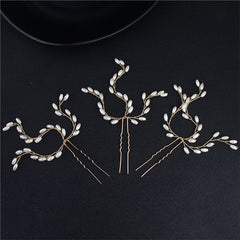 3pc Hand Crafted Women's Wedding Pearls Hair Pins