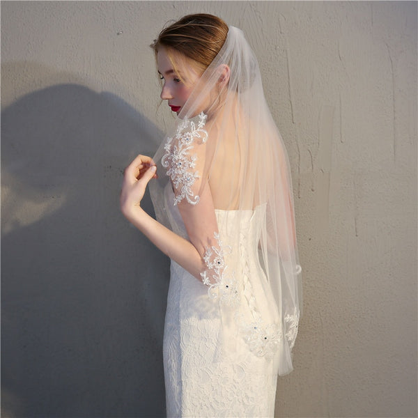Tulle Mid-Length Veil with Rhinestone Comb