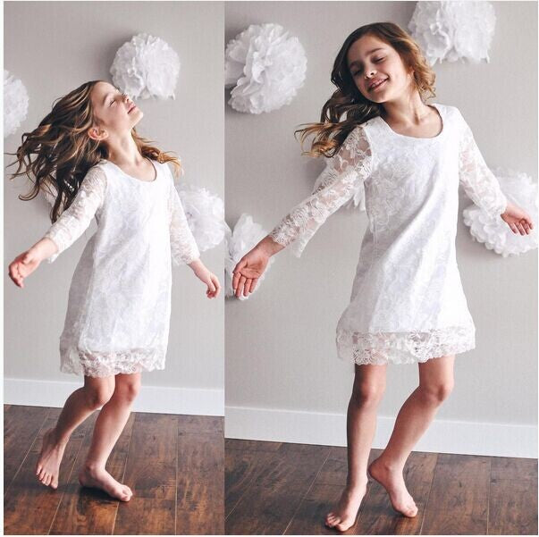 Little Lace Mini Flower Girl Dress - Available in Pink & White