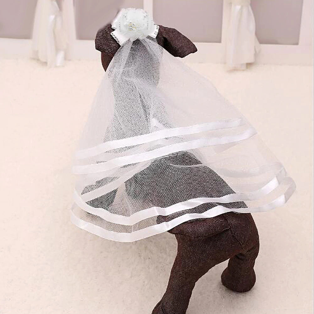 Model 111 Retro Style Satin Trimmed Veil for Dog or Cat