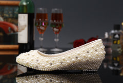 Model 1122 Ivory Pearl Wedges Bridal Shoes