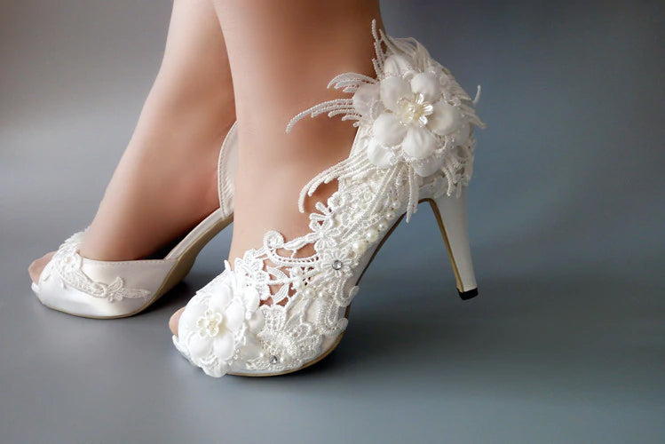 Model 2326 Floral Burst Lace Bridal Heels