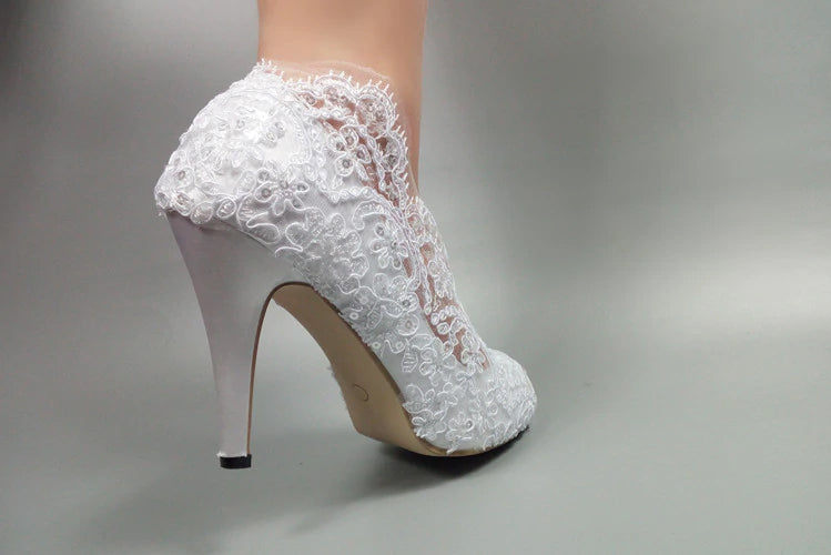 Model 2328 Eyelash Lace Bridal Heels