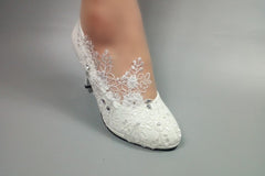 Model 2332 3D Pearls & Lace Bridal Heels