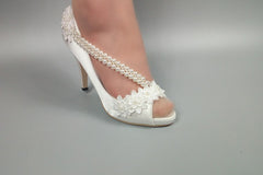 Model 2341 Pretty as Pearls Lace Bridal Heels