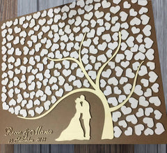 3D Wooden Heart Wedding Tree Guest Book - Avail. in 40 Colors - Free Customizing