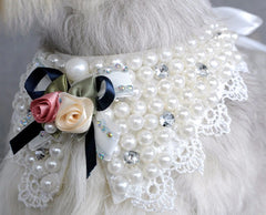 Vintage Pearls & Roses Pet Wedding Collar
