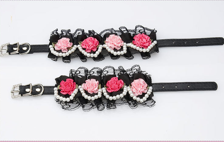 Handmade Victorian French Lace, Pearls & Roses Wedding Pet Collar
