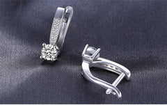 1ct Cubic Zirconia 925 Sterling Silver Clip Earrings