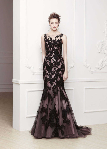 The Aisling :: Strapless Black Lace & Satin Wedding Gown
