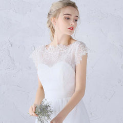 The Alena :: Ruched Waist Lace Cap Sleeve Tulle Beach Dress