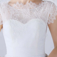 The Alena :: Ruched Waist Lace Cap Sleeve Tulle Beach Dress