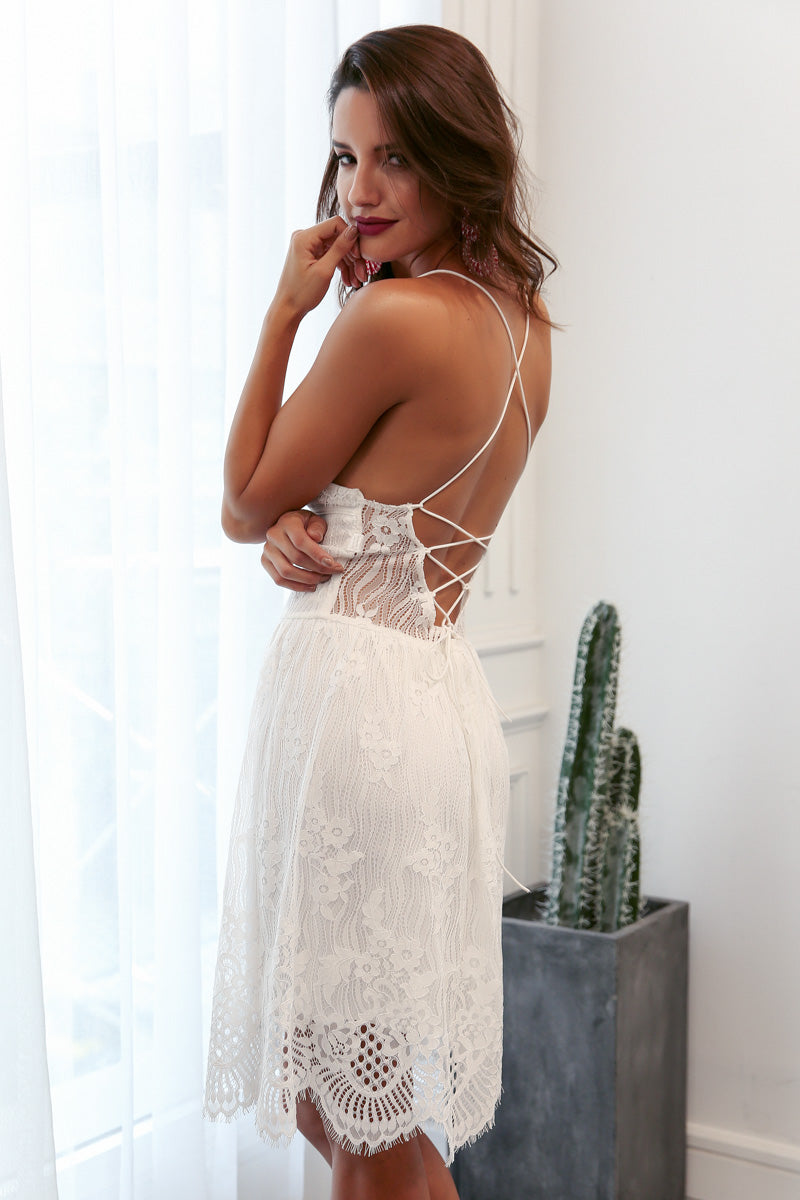 The Annie :: Boho Sexy Spaghetti Strap Lace  Destination Wedding Gown