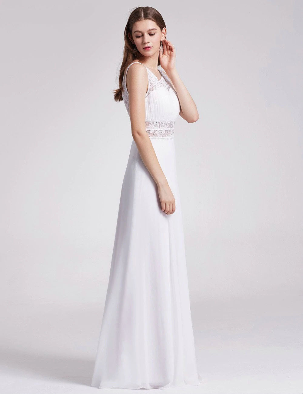The Arwen :: Vintage Style Illusion Lace & Soft Chiffon A-Line Wedding Dress