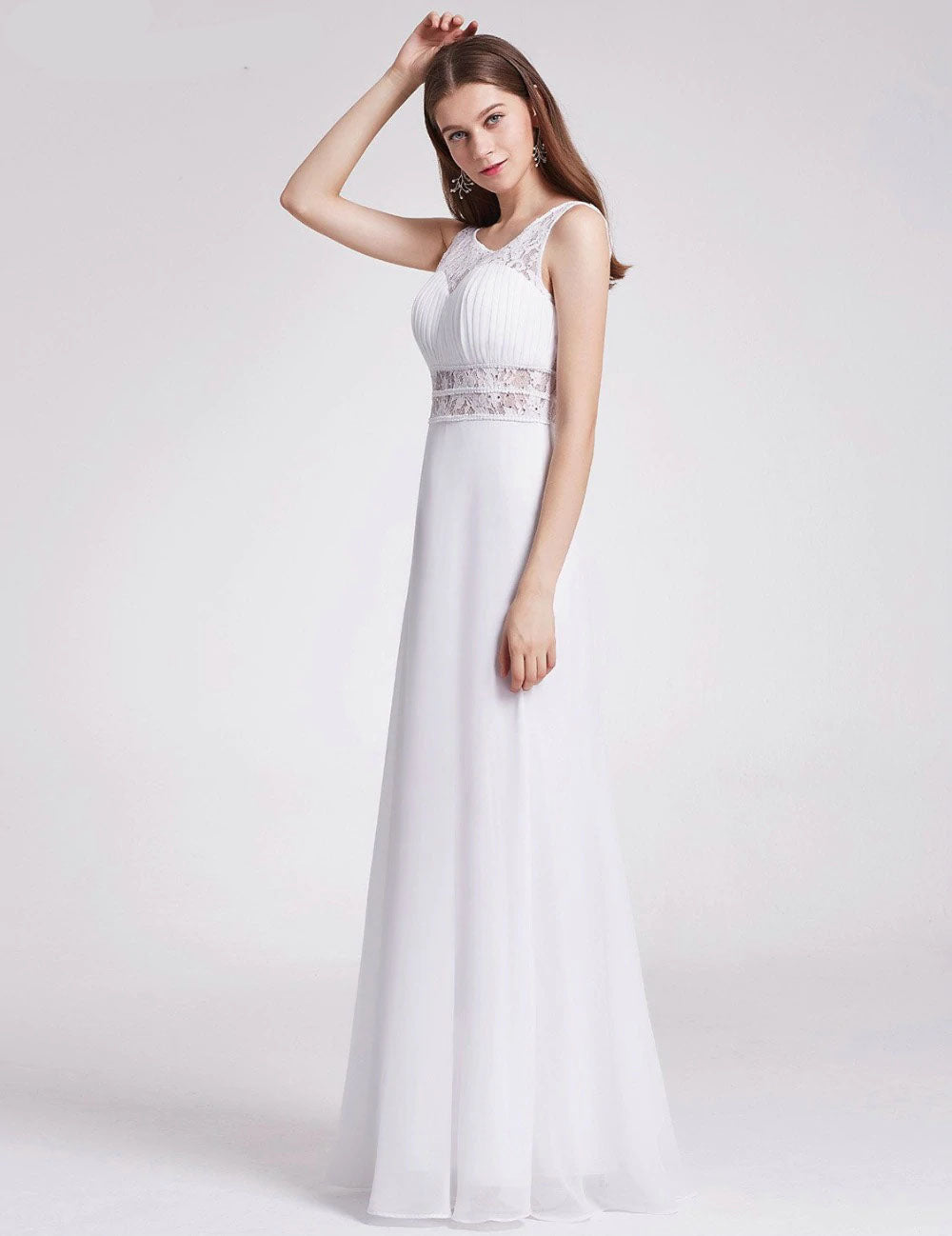 The Arwen :: Vintage Style Illusion Lace & Soft Chiffon A-Line Wedding Dress
