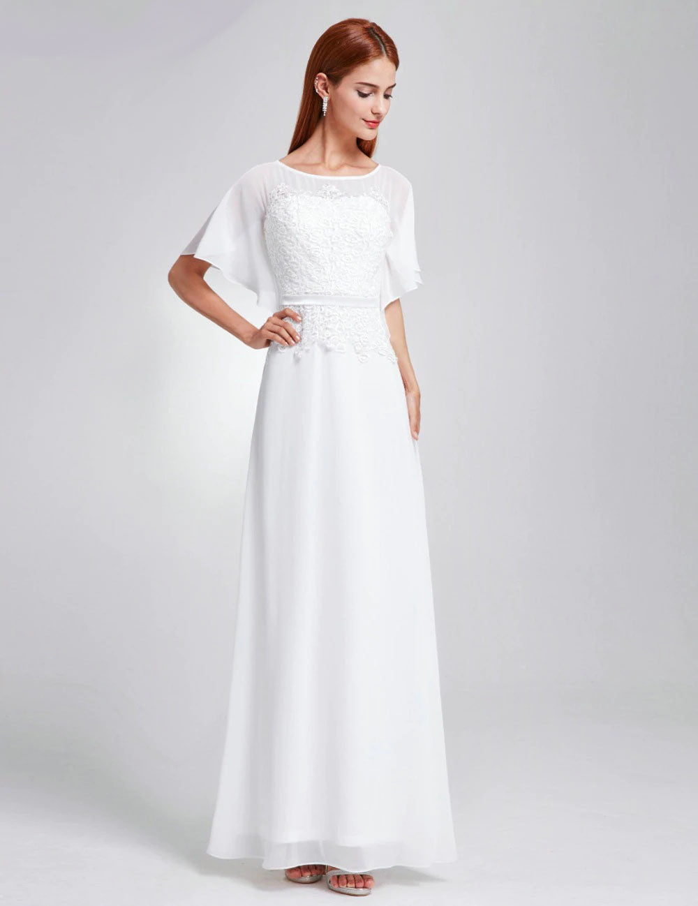 The Bernice :: Vintage Style Lace Overlay Soft Chiffon A-Line Wedding Dress