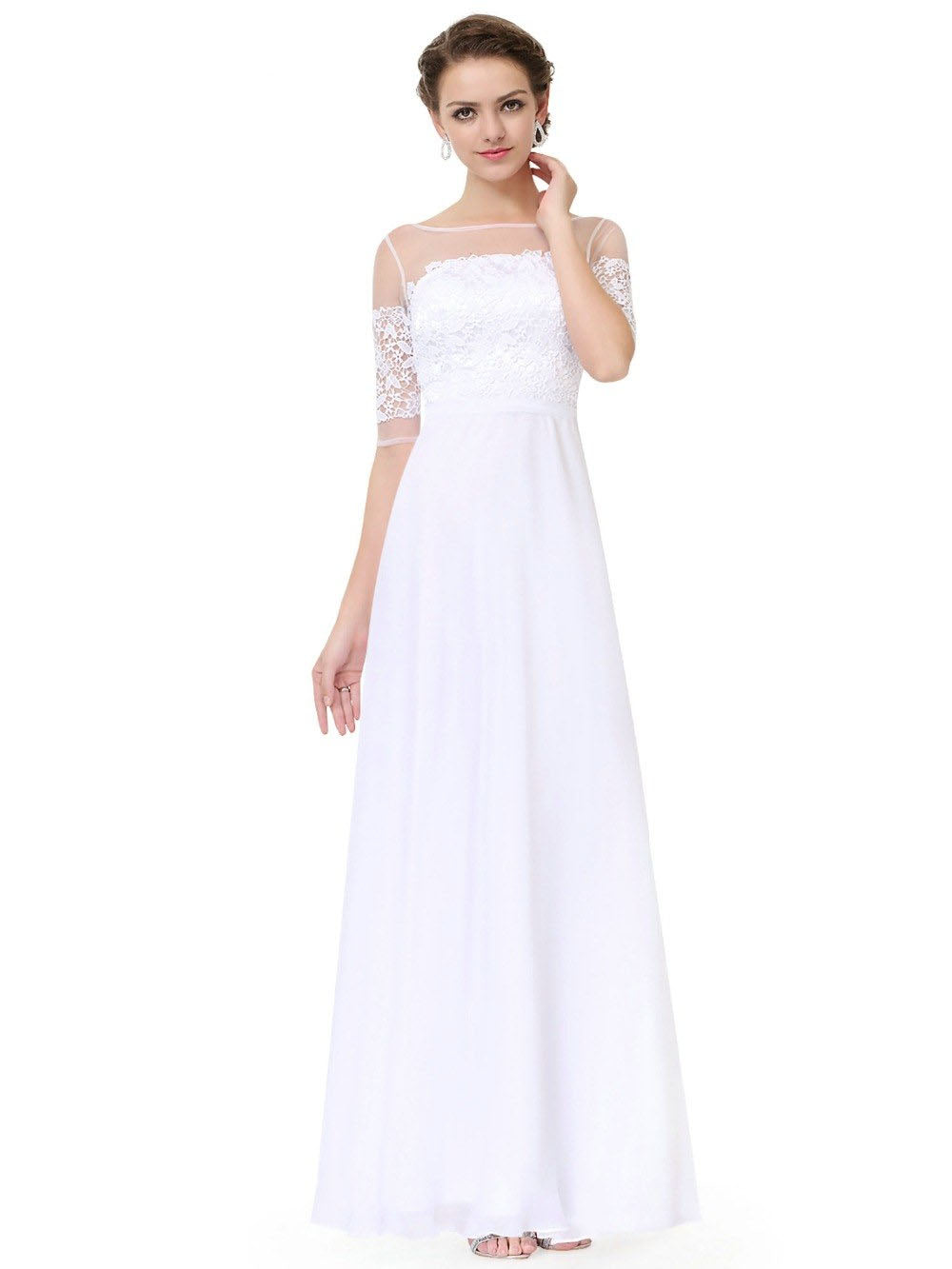 The Bijou :: Vintage Style Lace Overlay Soft Chiffon A-Line Wedding Dress