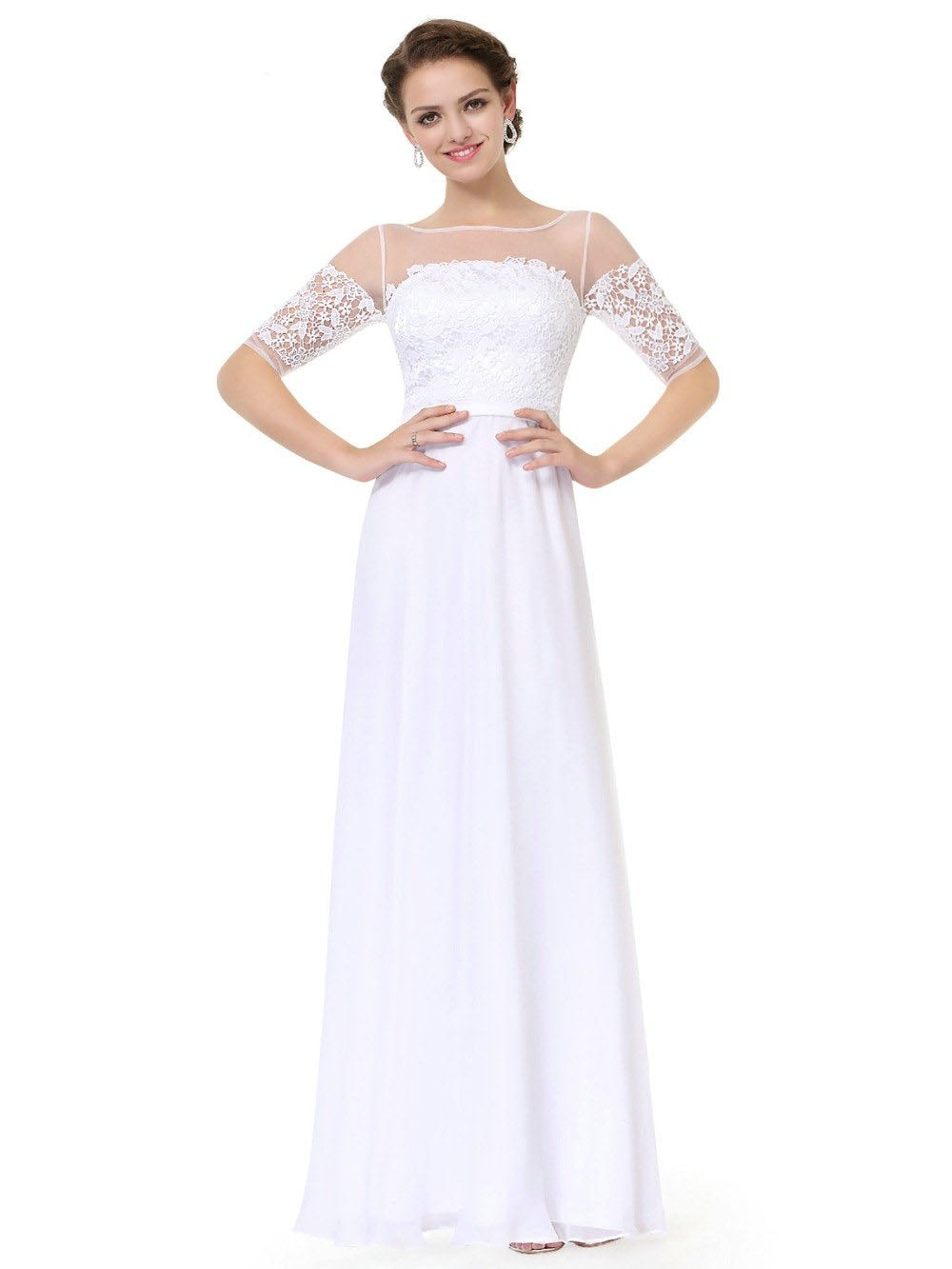 The Bijou :: Vintage Style Lace Overlay Soft Chiffon A-Line Wedding Dress