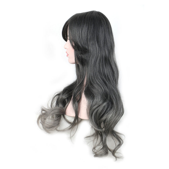 Black & Gray Ombre Synthetic Long Wig - Best Seller!