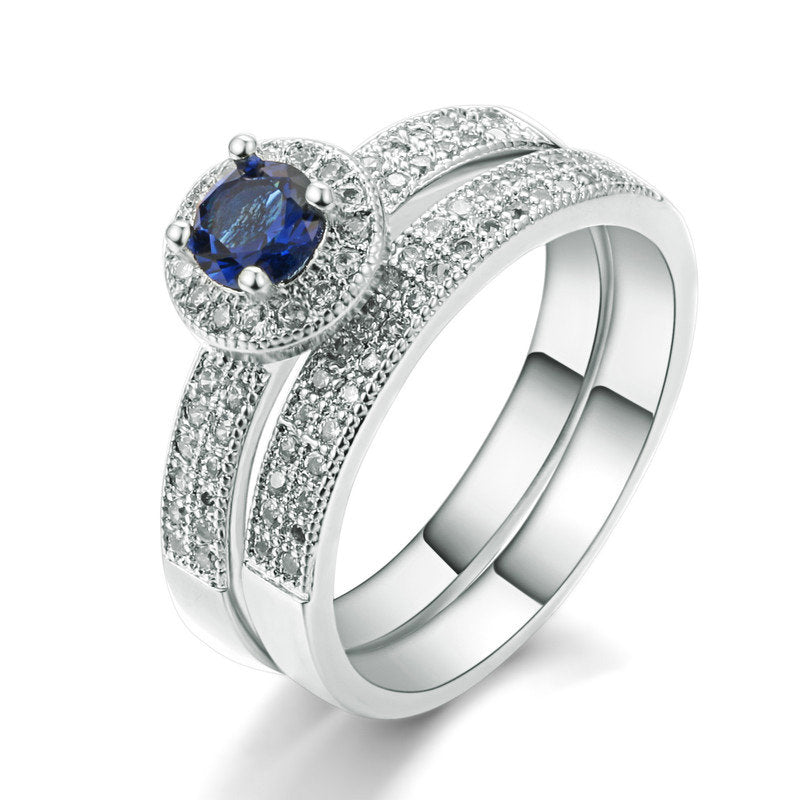 Blue Crystal Bridal Set