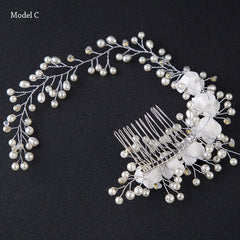 Crystal & Pearl Beaded Gold Bridal Headband - 5 Styles to choose from!