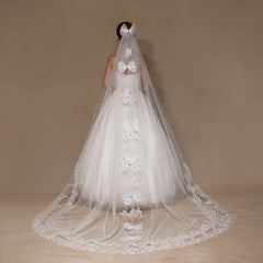The Chelsea –Crystals and Bows Luxury Cathedral Length Bridal Veil