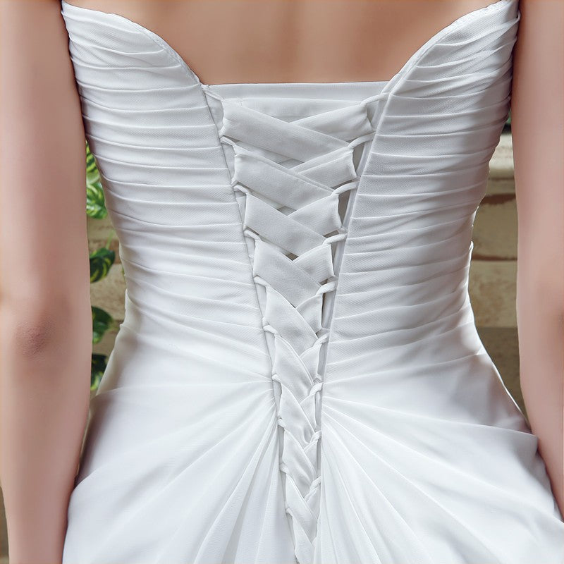 Chilia - Crystal Embellished Ruched Chiffon Wedding Dress
