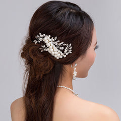 Crystal Leaves & Pearls  – Handmade Bridal Comb