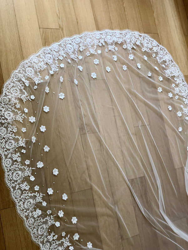 The Meadow – Handmade 3D Floral Cathedral Length Bridal Veil