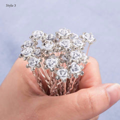 20Pcs Mini Pearl & Crystal Flower Bridal Hair Pins - 5 Styles to Choose From!