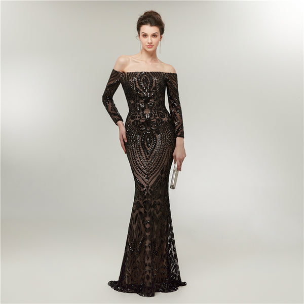 The Delora :: Black Sequins Mermaid Style Wedding Gown