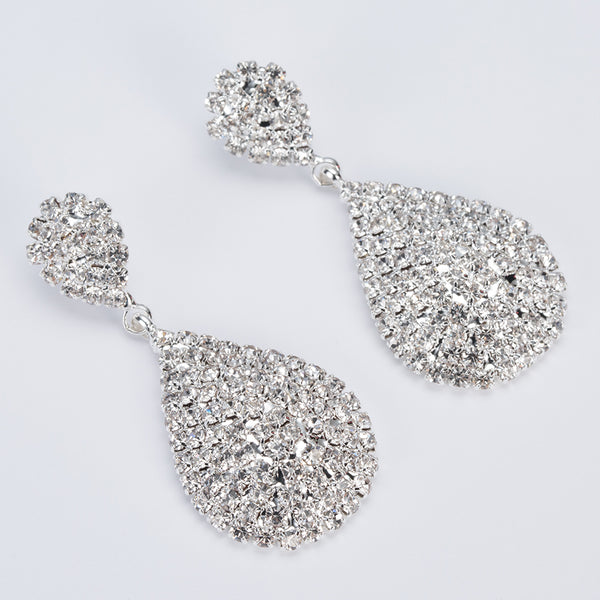 Double Drop Mini Crystal Covered Bridal Earrings :: Available in 2 Colors