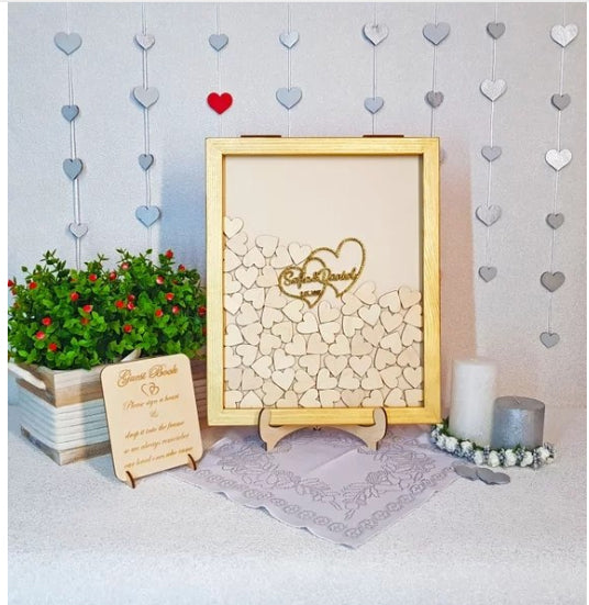 Handmade Sculpted Glitter Hearts Standing Guest Book - Avail in 18 Colors