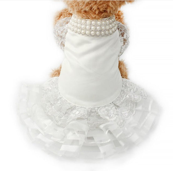 Model 243 Pearls & Lace Doggie Wedding Dress
