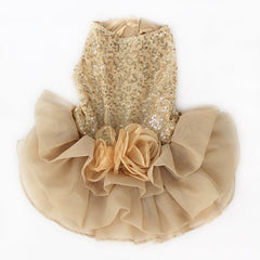 Model 245 Gold Sparkle Doggie Evening Gown
