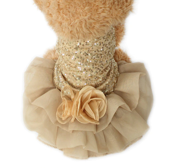 Model 245 Gold Sparkle Doggie Evening Gown