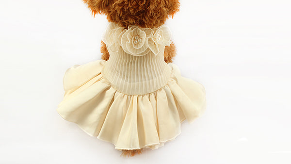 Model 248 Pleated Floral Doggie Bridal or Formal Dress